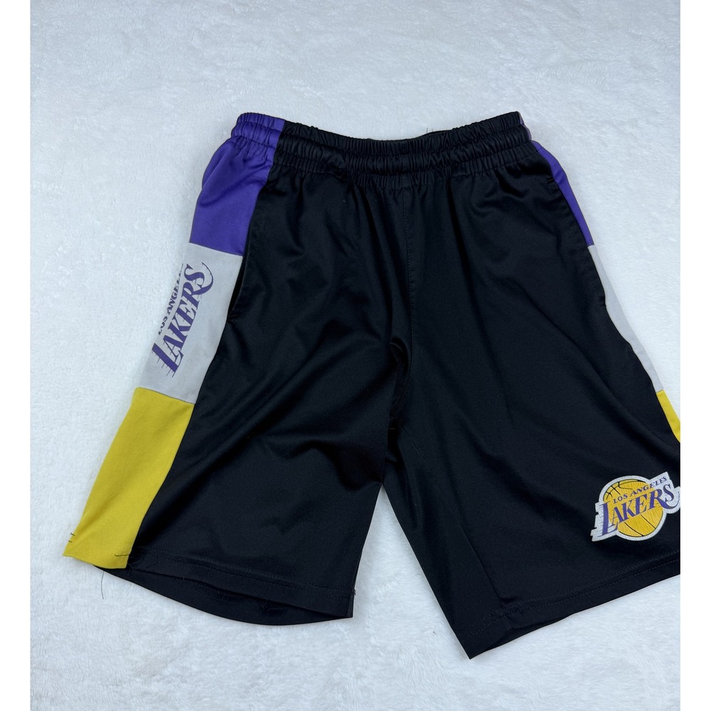 Los Angeles Lakers Boys Shorts Estimated Youth M 10-12 Black Purple Gold